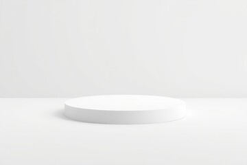 Minimalist white cylinder pedestal on a clean white background for product display and presentation