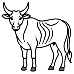 Elegant Zebu Outline Design