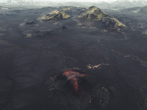 Landmannalaugar volcanos from aerial view
