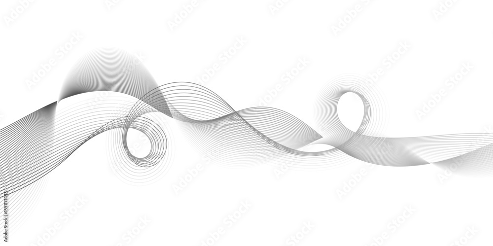 Leinwandbilder  Abstract grey, white smooth element swoosh speed wave modern stream background. Wave with lines created using blend tool. Abstract frequency sound wave lines and twisted curve lines background.