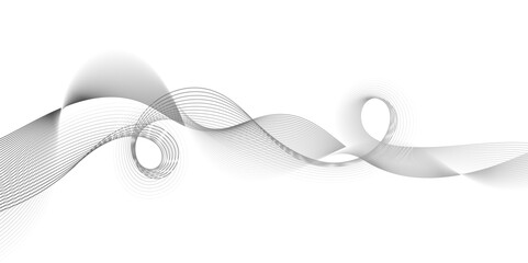  Abstract grey, white smooth element swoosh speed wave modern stream background. Wave with lines created using blend tool. Abstract frequency sound wave lines and twisted curve lines background.