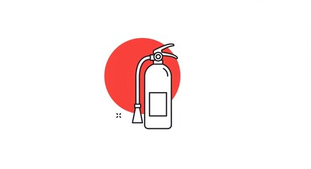 Fire Safety Icon: Extinguisher Graphic with Red Circle