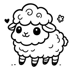 Cute Cartoon Sheep Vector Illustration