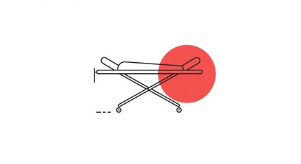 Hospital Gurney with Figure and Red Circle