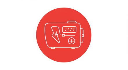 Defibrillator Icon on Red Circle Background