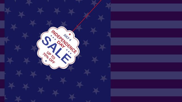 4th of July Sale Discount Animation , 70% discount  ,Sale Badge  ,  patriotic design. USA independence day sale, promotion, offer.