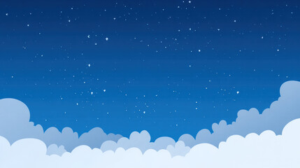 Naklejka premium Night Sky with Fluffy Clouds