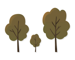 Morning trees set vector illustration