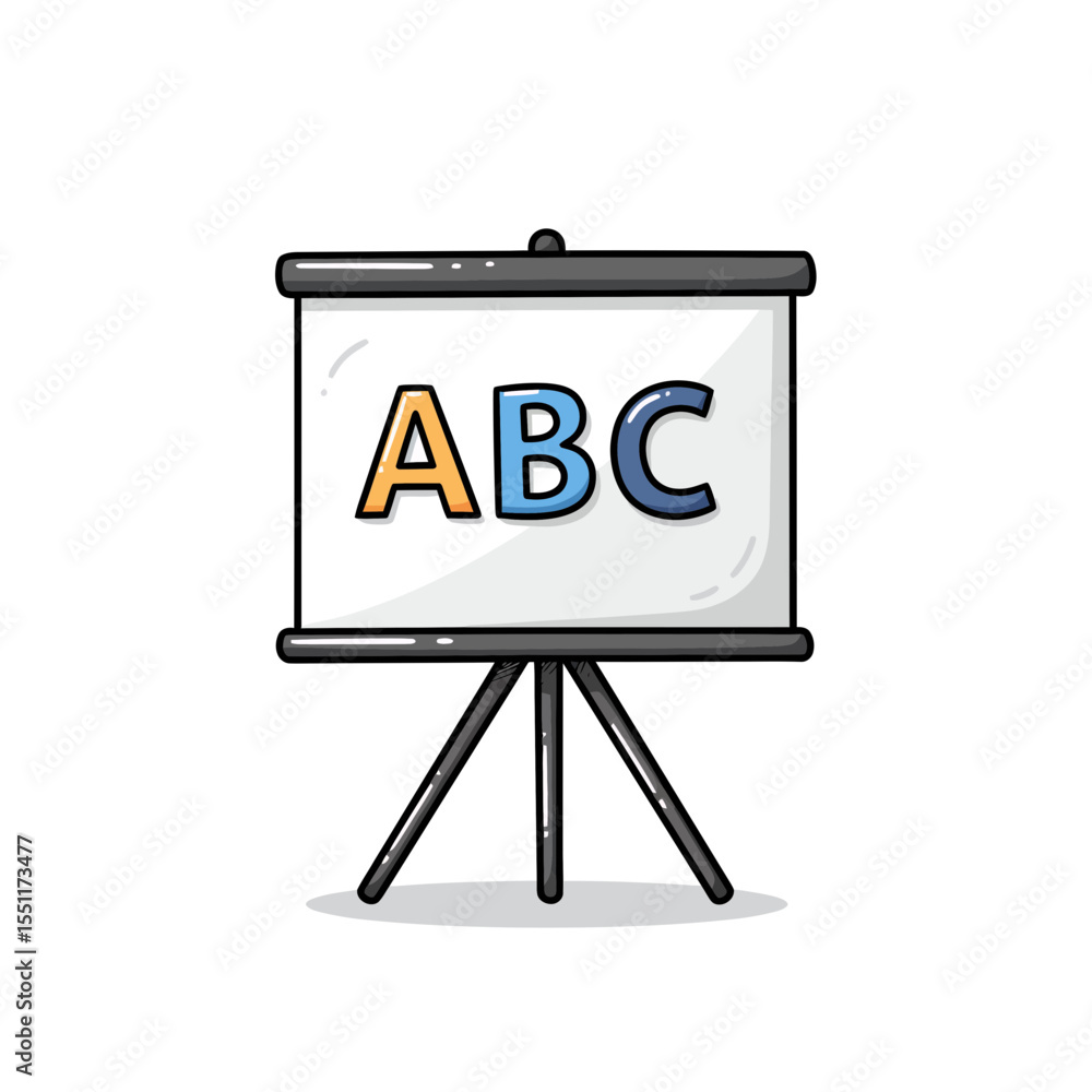 Aufkleber simple hand drawn style illustration showing foundational abc letters on a presentation screen symbo