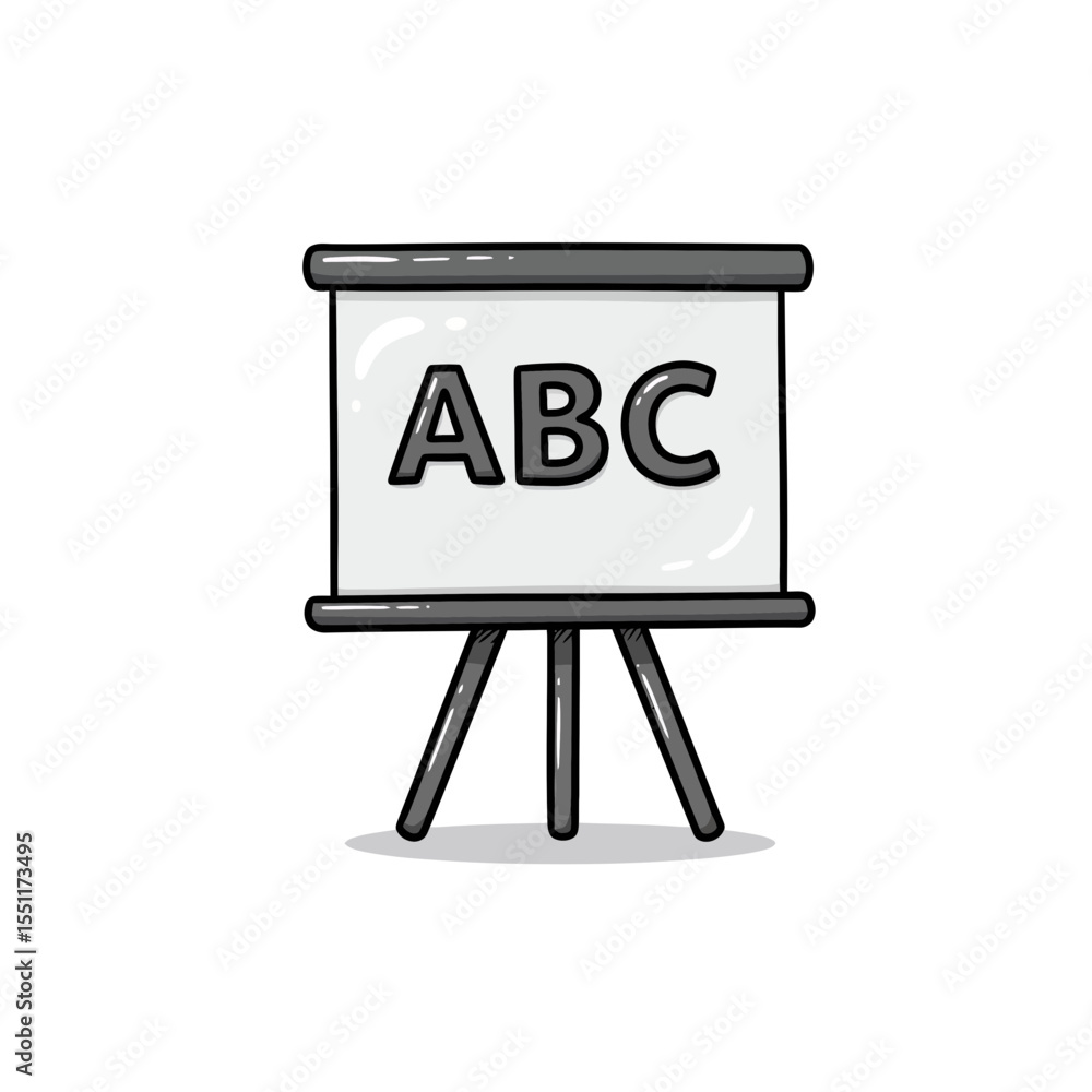 Aufkleber simple flat vector illustration of a portable presentation whiteboard displaying the basic alphabet 