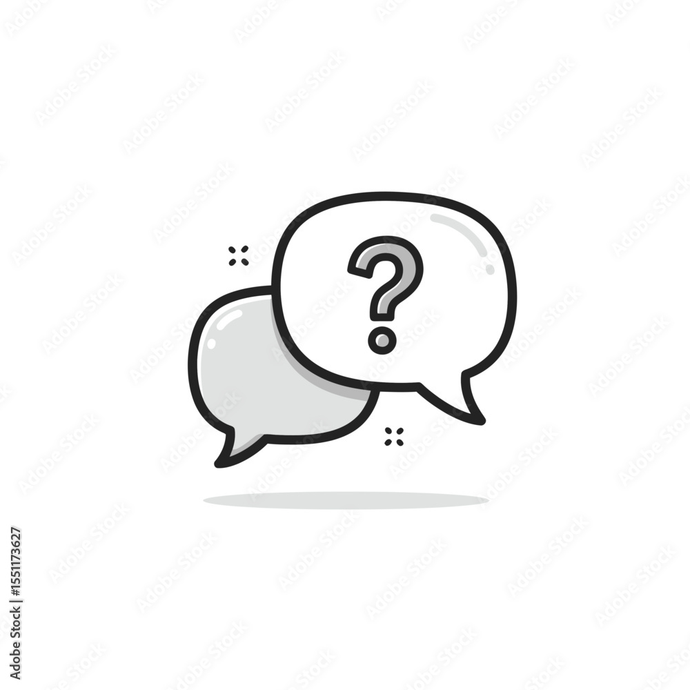 Poster vector graphic illustration of overlapping speech bubbles one featuring question mark symbol concept