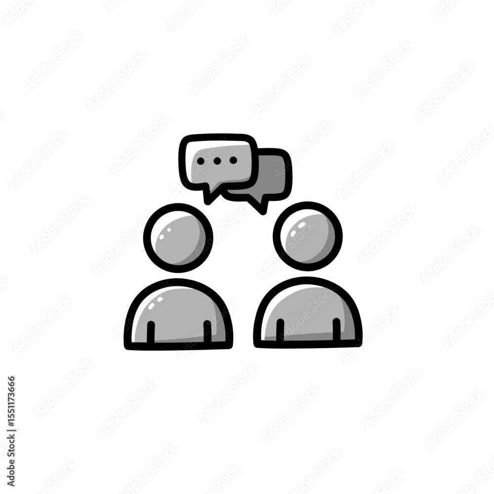 Aufkleber minimalist grey filled outline icon of two people engaged in conversation with overlapping speech bu