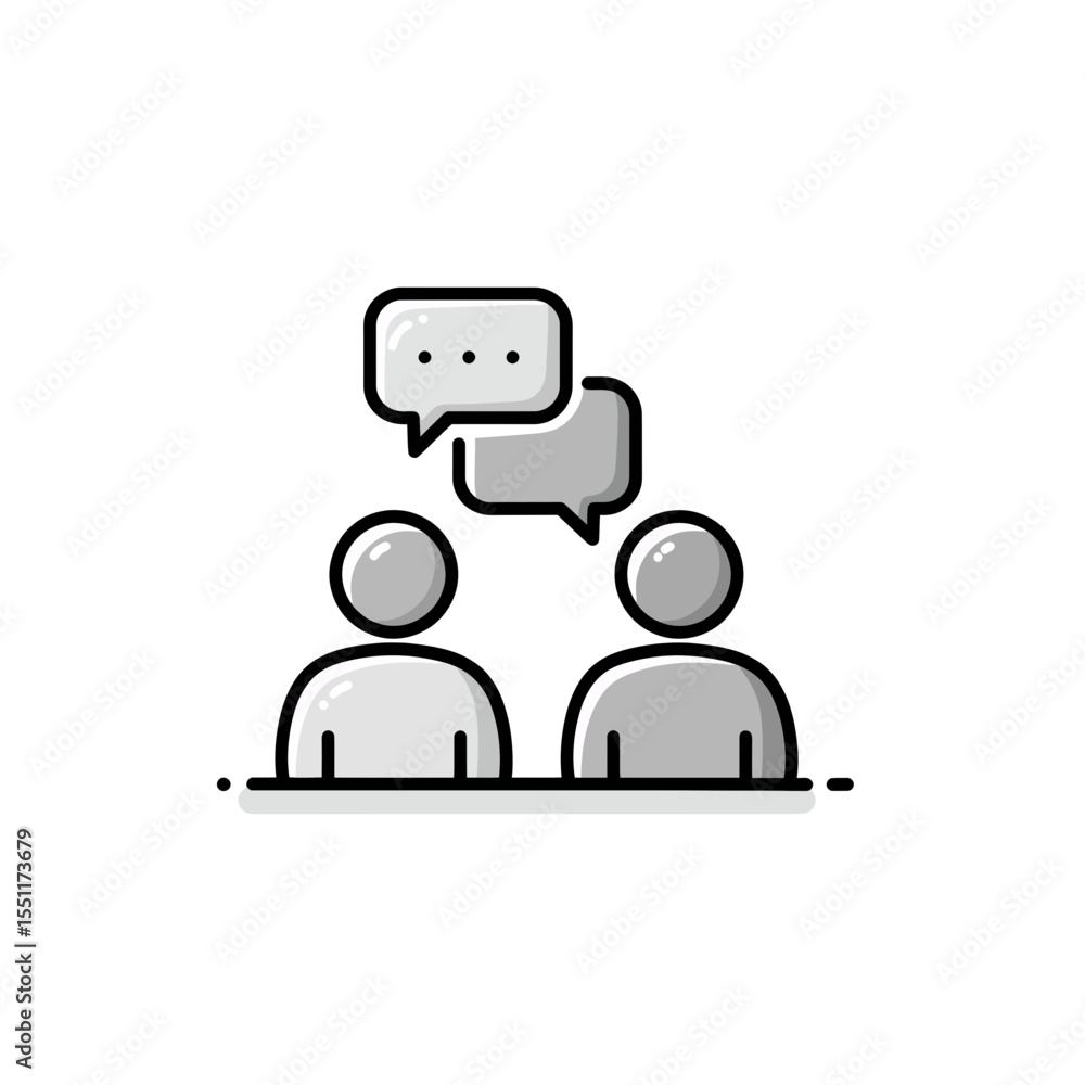 Poster modern abstract line art graphic illustrating dynamic dialogue between two individuals exchanging th