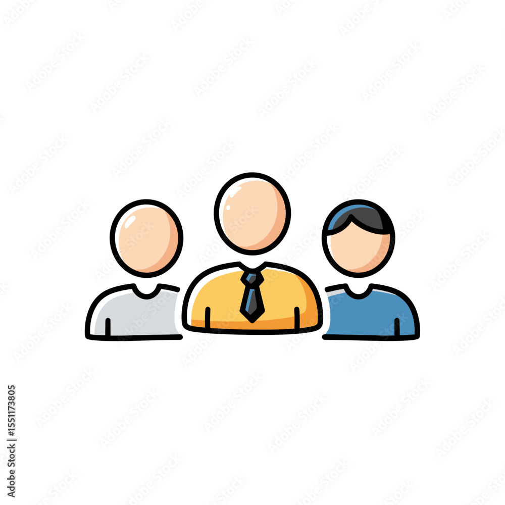 Aufkleber modern flat color vector illustration depicting a diverse group of three abstract figures symbolizin