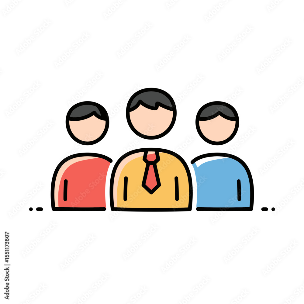Aufkleber simple flat line icon illustration depicting a professional team or diverse business group represent