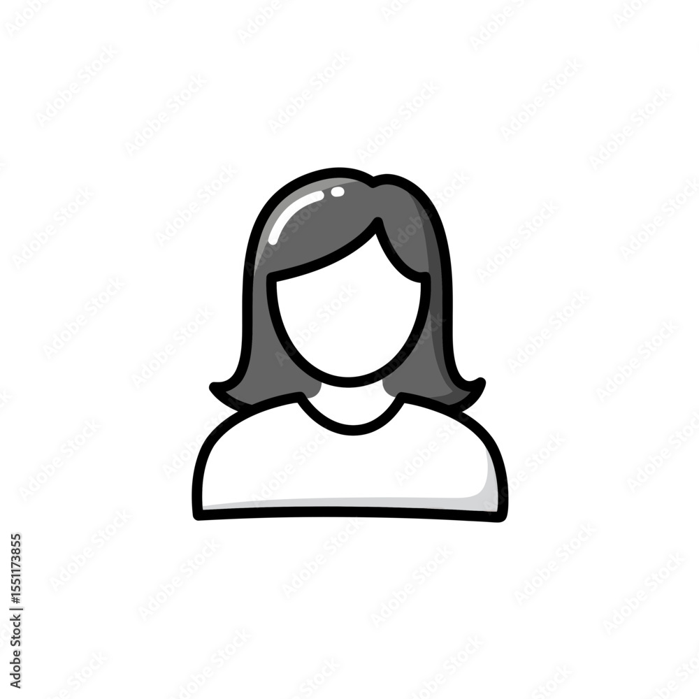 Poster simple stylized vector illustration of a generic female avatar representing a user profile graphic e