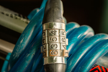 Close up combination padlock with number pattern