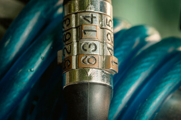 Close up combination padlock with number pattern