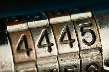 Close up combination padlock with number pattern