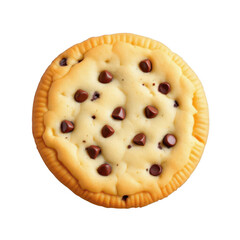 Chocolate Chip Cookie on Pure Backdrop: A delectable chocolate chip cookie, its golden surface studded with rich chocolate morsels, beckons with irresistible sweetness.