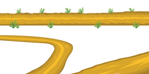 Village roads or countryside clay roads vector illustration
