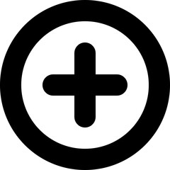Plus Circle Icon - Black Add Button Vector Symbol