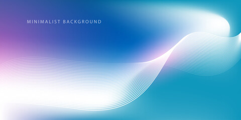 Obraz premium Abstract blue gradient background with shining lines waves. Minimalist background for banner