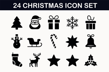 24 Christmas Icons - Festive Holiday Symbol Set