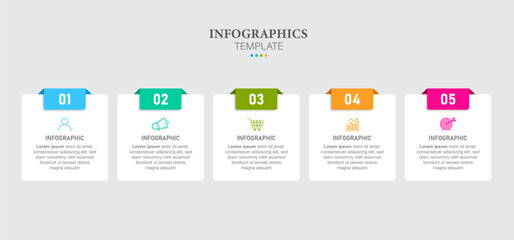 Infographics design template, business concept with 5 steps or options, can be used for workflow layout, diagram, annual report, web design.Creative banner, label vector.