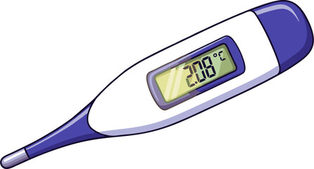 Colorful Digital Thermometer Displaying a Temperature Reading