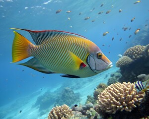 Obraz premium Tropical Male Fish in Close-Up – High-Quality Ocean Photography