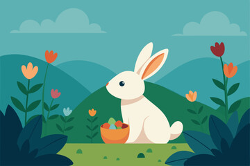 Obraz premium easter bunny and easter eggs