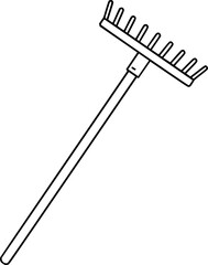 Simple hand drawn sketch line art rake clip art.
