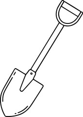 Simple hand drawn sketch line art shovel clip art.