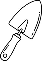 Simple hand drawn sketch line art trowel clip art.