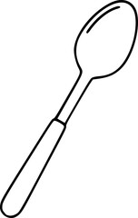 Simple hand drawn sketch line art dessert spoon clip art.