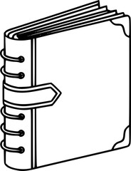 Simple hand drawn sketch line art diary journal clip art.