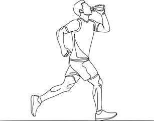 Simple hand drawn sketch line art running man clip art.