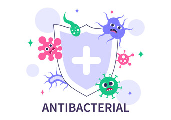 Antibacterial Vector Illustration Featuring Handwashing, Virus Prevention, and Microbe Control for Hygiene and Healthcare in a Flat Background