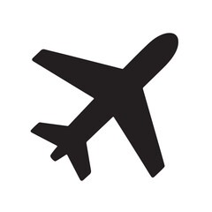 Obraz premium Airplane Icon: Simple black silhouette of an airplane, perfect for travel, transportation, and aviation related projects.