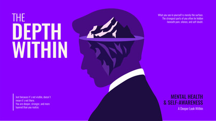 The Depth Within - Artistic Concept of Self-Reflection and Mental Complexity Vector Design