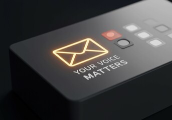 Your Voice Matters: Illuminated Path to Engagement - Modern device with glowing envelope icon and “Your Voice Matters” message 