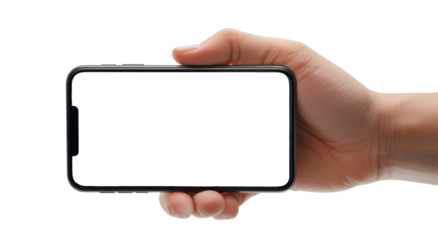 Hand holding smartphone with blank screen for business communication
