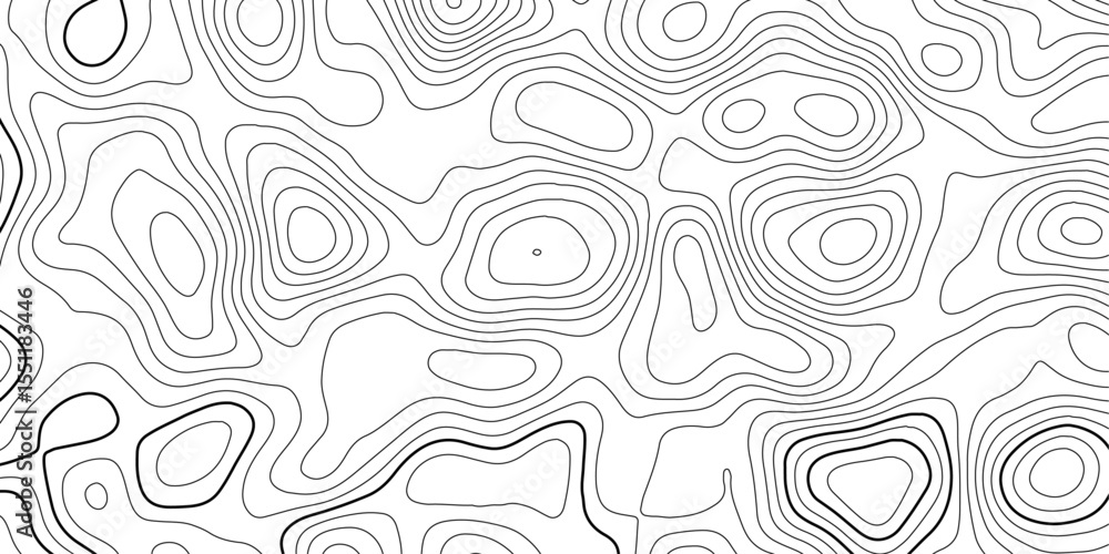 Poster minimalist white contour line map vector with abstract topographic elevation design.
