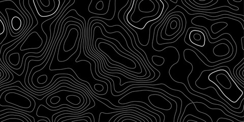 Minimal Topographic Map Design with Flowing Contour Lines on Dark Abstract Background.