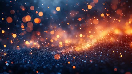 Fototapeta premium Hyper realistic 3d render Sparkling Glitter Background: Blue and Orange Festive Texture AI Generative