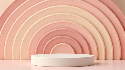 Obraz premium Pink and cream spherical layers with smooth 3D curves