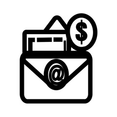 A Stylized Icon Shows An Envelope With A Dollar Coin Depicting Email Finance Tracking Concept