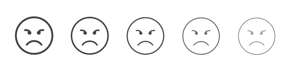 Angry emoji icon outline ilustration vector symbol