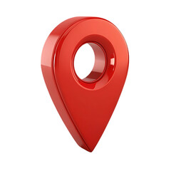 Red 3d location pin icon isolated on transparent background